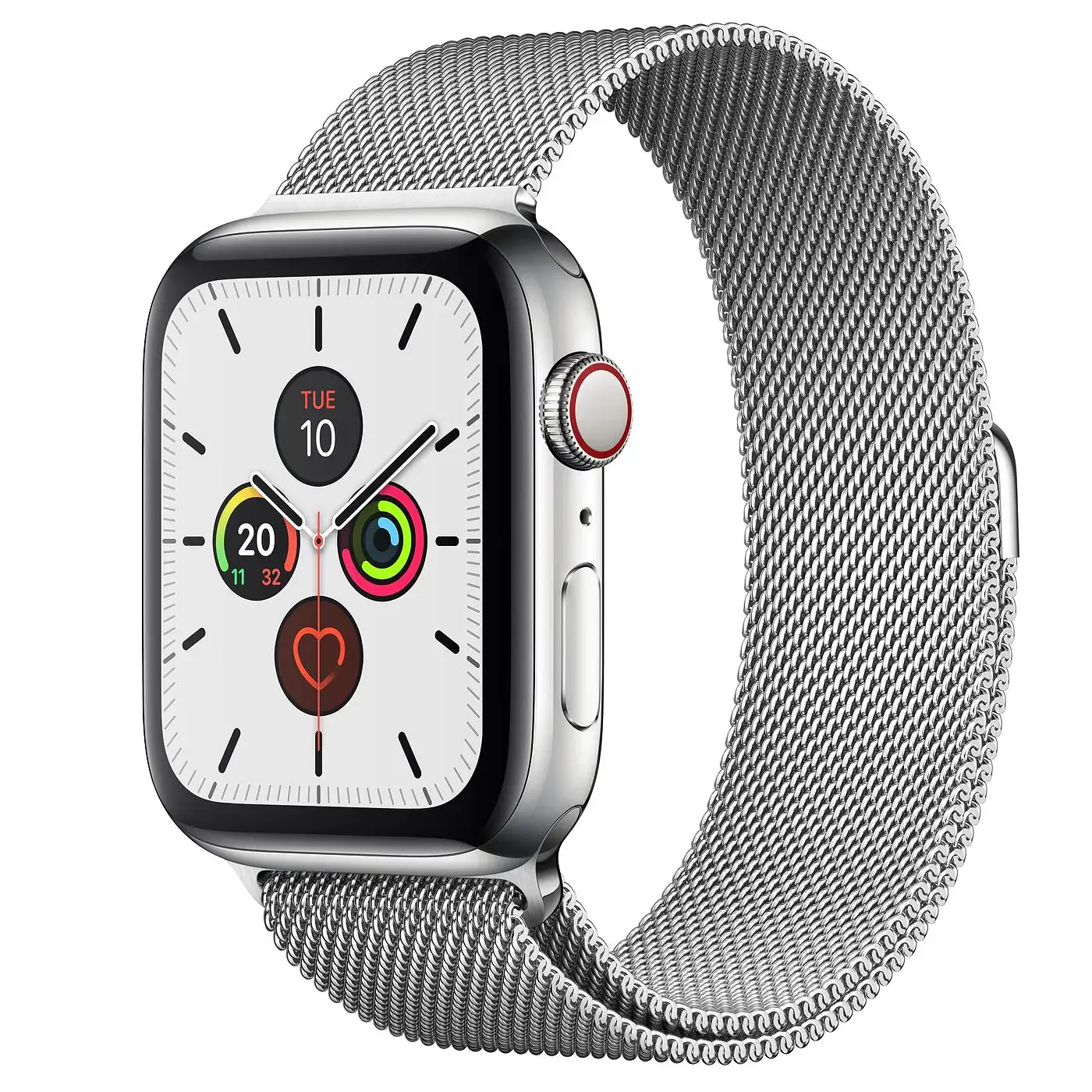 Apple Watch Series 5 GPS + Cellular 44mm Stainless Steel Case with Milanese Loop (MWW32, MWWG2)