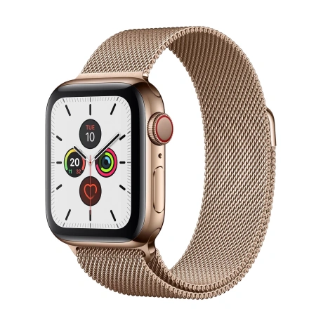 Apple Watch Series 5 GPS + Cellular 40mm Gold Stainless Steel Case with Gold Milanese Loop (MWWV2, MWX72)