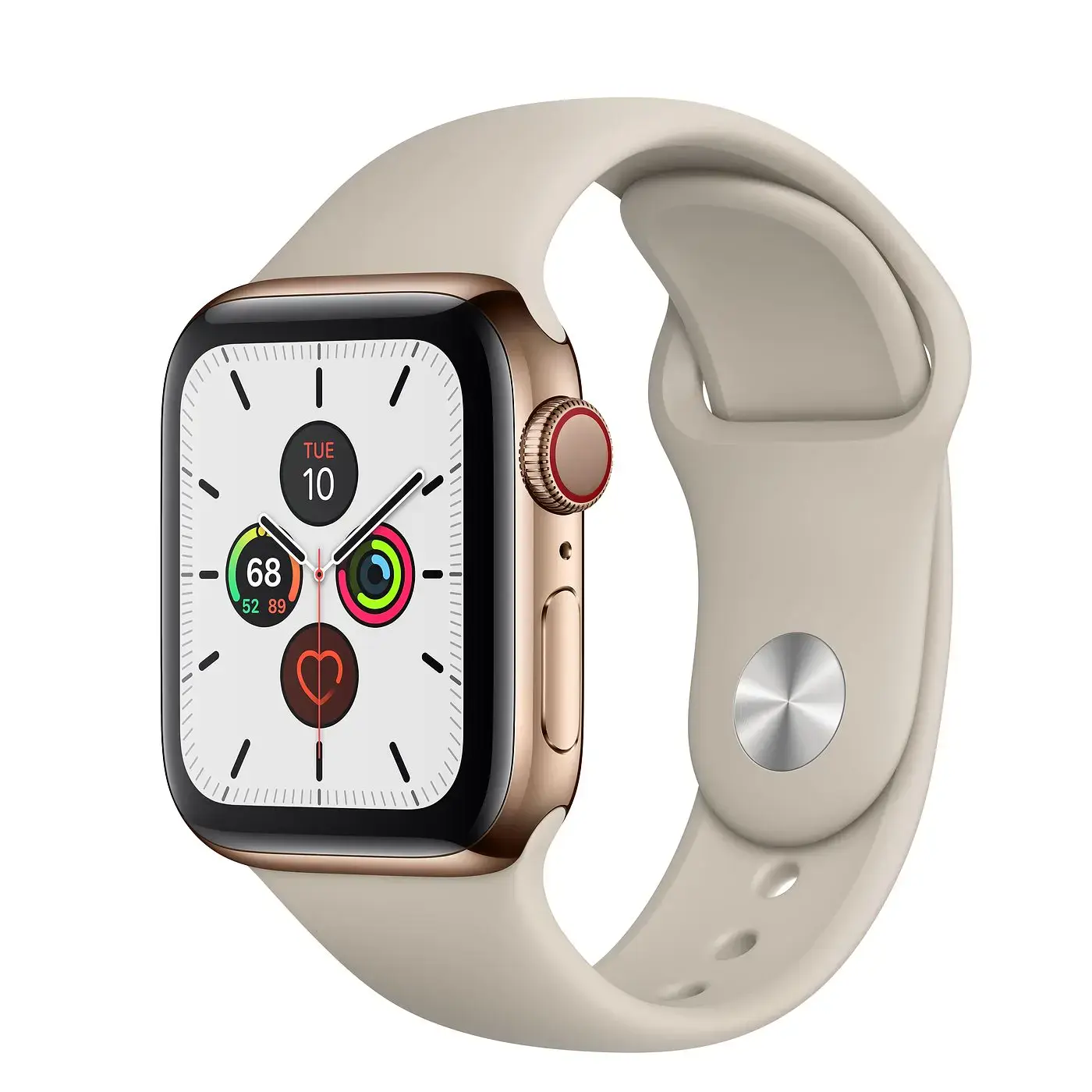 Apple Watch Series 5 GPS + Cellular 40mm Gold Stainless Steel Case with Stone Sport Band (MWWU2, MWX62)