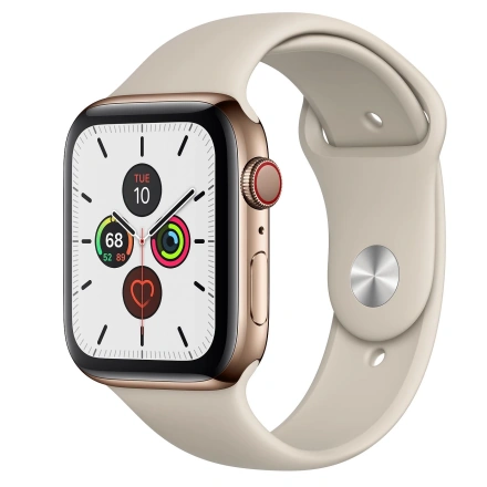 Apple Watch Series 5 GPS + Cellular 44mm Gold Stainless Steel Case with Stone Sport Band (MWW52, MWWH2)