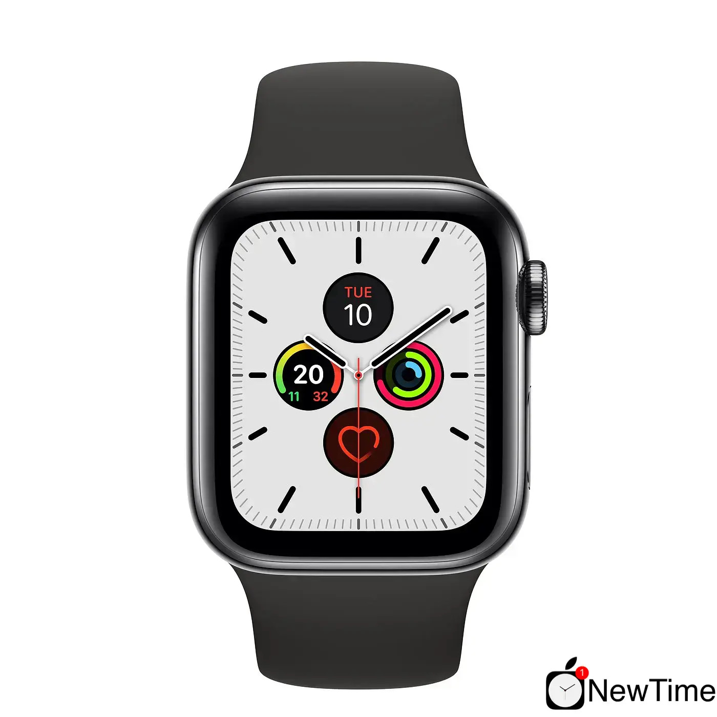 Apple Watch Series 5 GPS + Cellular 40mm Space Black Stainless Steel Case with Black Sport Band (MWWW2, MWX82)