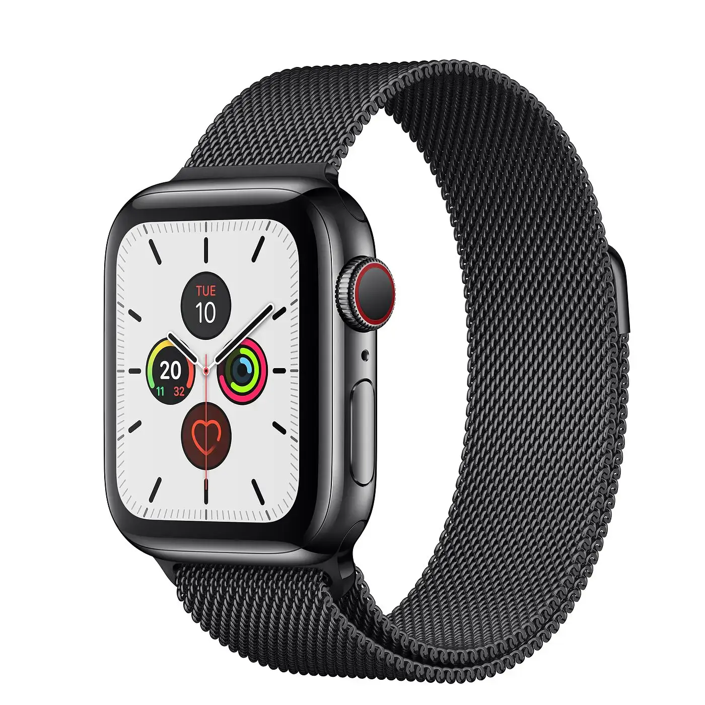 Apple Watch Series 5 GPS + Cellular 40mm Space Black Stainless Steel Case with Space Black Milanese Loop (MWWX2, MWX92)