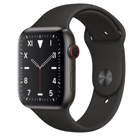 Apple Watch Series 5 GPS + Cellular 44mm Space Black Titanium Case with Black Sport Band (MWR52)