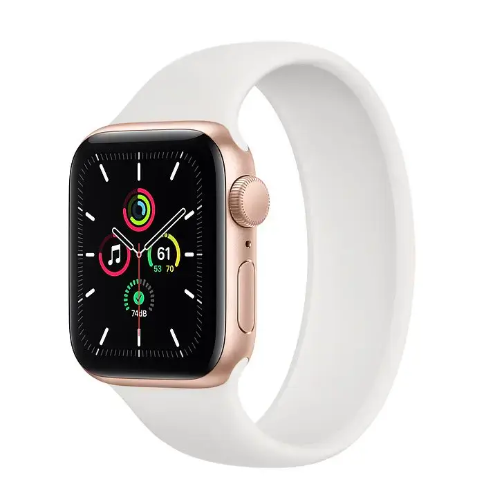 Apple Watch Series 6 GPS 40mm Gold Aluminum Case (MG193) with White Solo Loop - Size 5 (MYNR2)