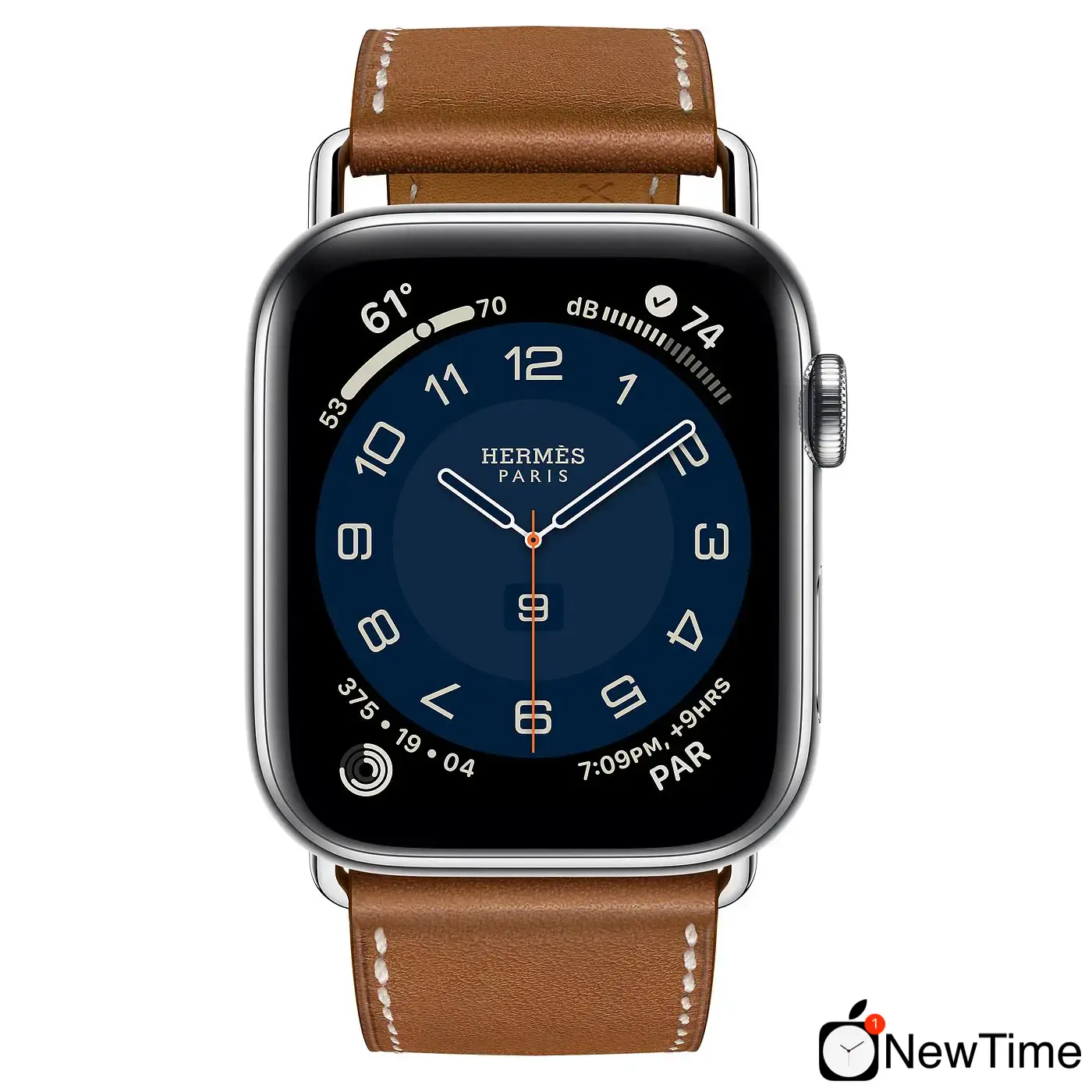Apple Watch Hermes Series 6 GPS + Cellular 44mm Silver Stainless Steel with Fauve Barénia Leather Attelage Single Tour (MG3G3 + H078800CJ34)