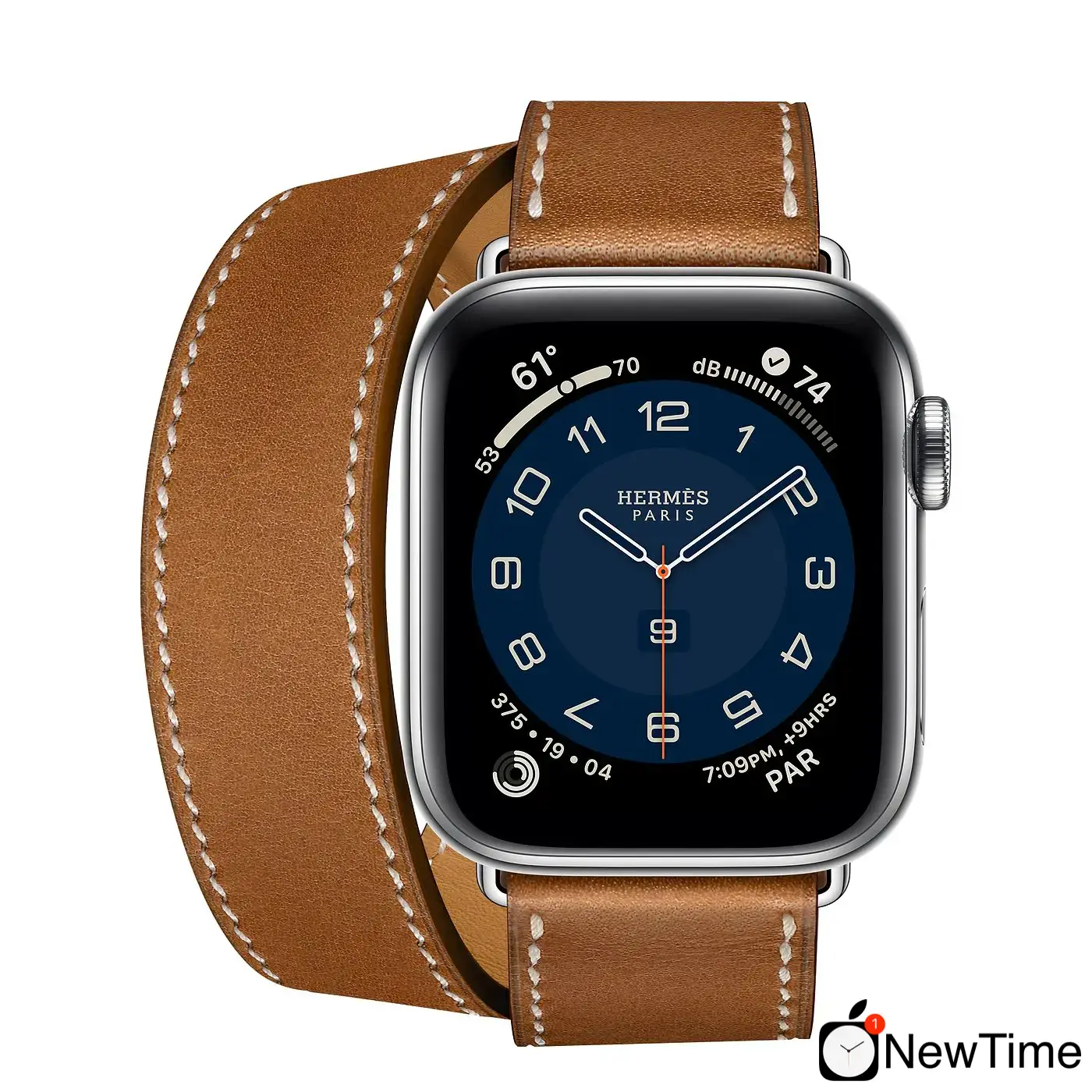 Apple Watch Hermes Series 6 GPS + Cellular 40mm Silver Stainless Steel Case with Fauve Barénia Leather Double Tour (MG3K3 + H074199CJ34)