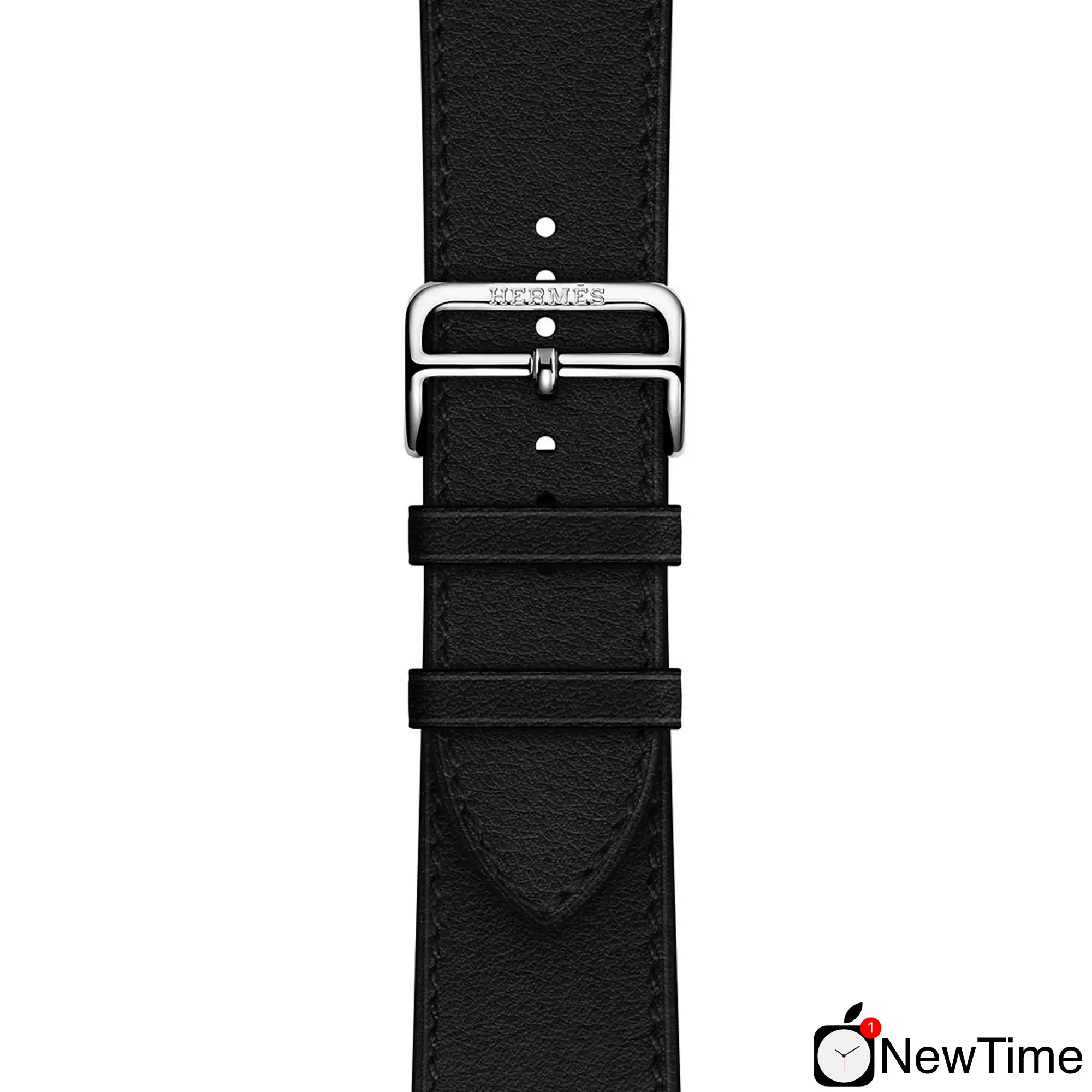 Apple Watch Hermes Series 6 GPS + Cellular 44mm Silver Stainless Steel Case with Noir Swift Leather Single Tour Deployment Buckle (MG3G3 + H078782CJ89)