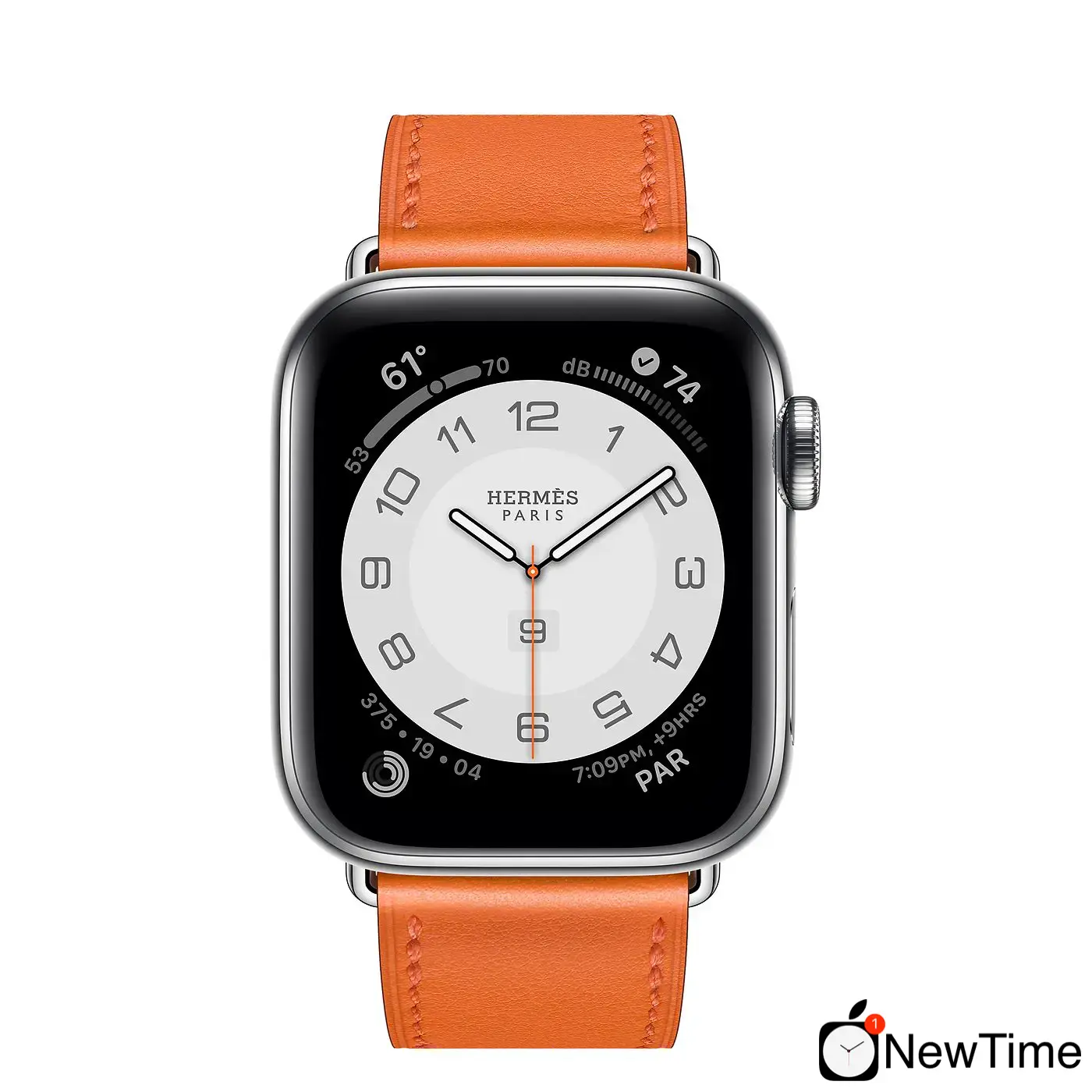 Apple Watch Hermes Series 6 GPS + Cellular 40mm Silver Stainless Steel Case with Orange Swift Leather Single Tour (MG3K3 + H077051CJ93)