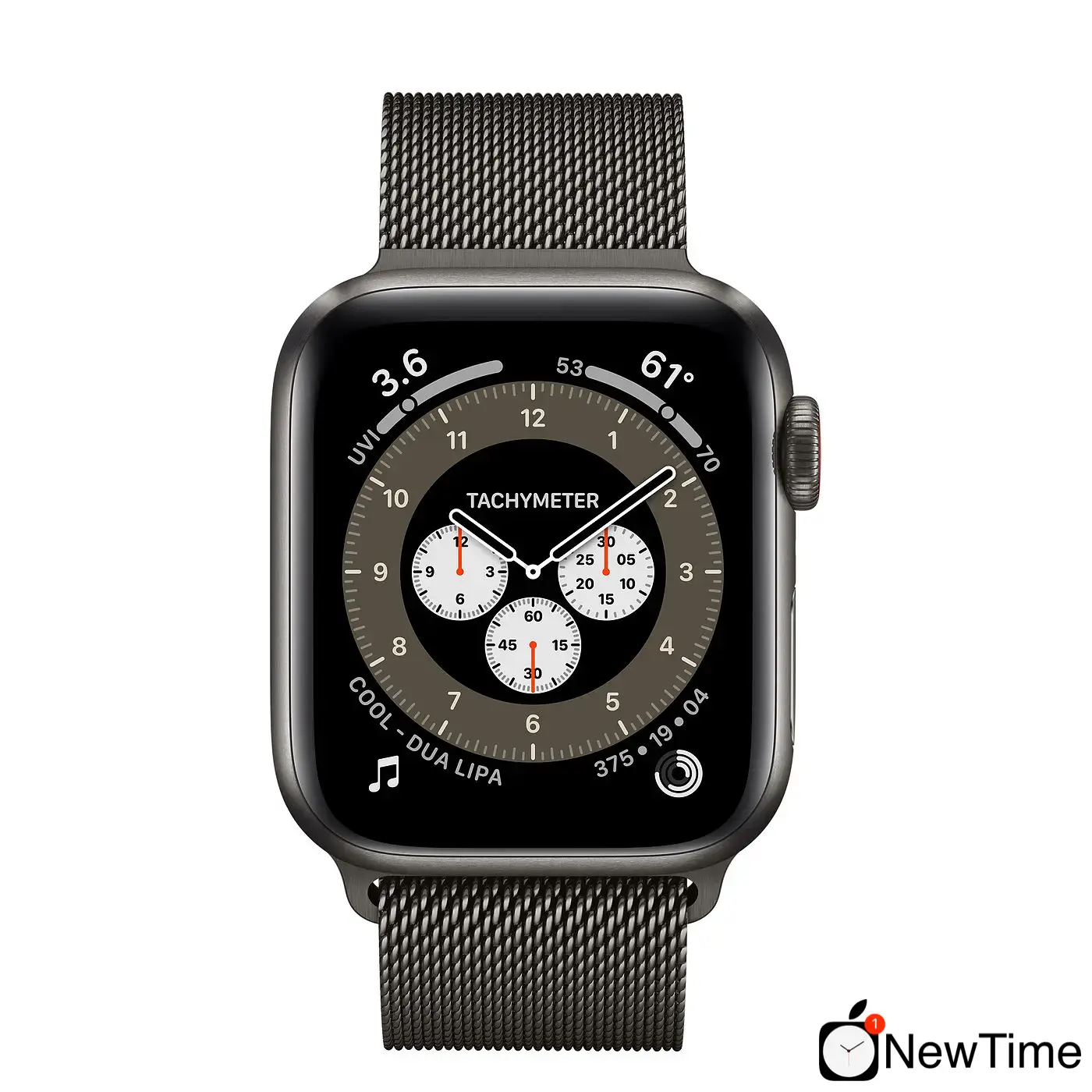 Apple Watch Edition Series 6 GPS + Cellular 40mm Space Black Titanium Case with S/M Dark Gray Sport Band (M0DX3) + Graphite Milanese Loop (MYAN2)
