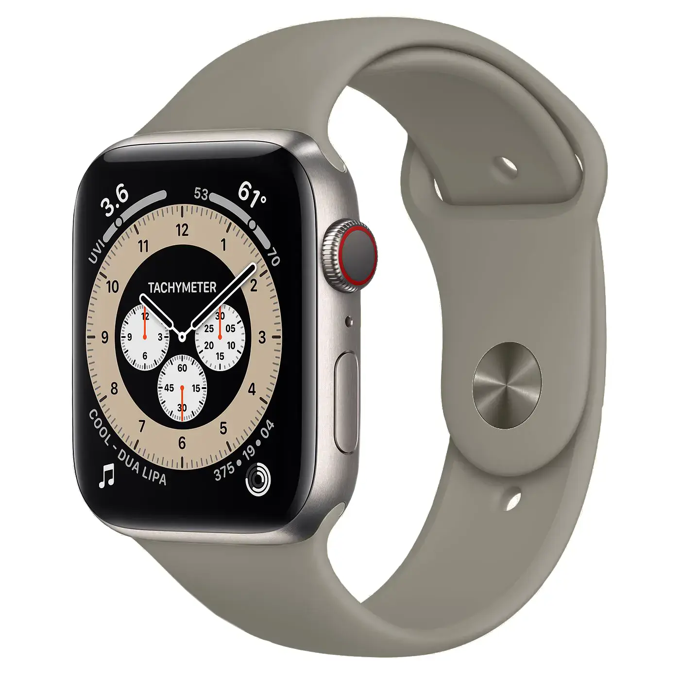 Apple Watch Edition Series 6 GPS + Cellular 44mm Titanium Case with M / L Light Gray Sport Band (M0H23, M0GJ3)