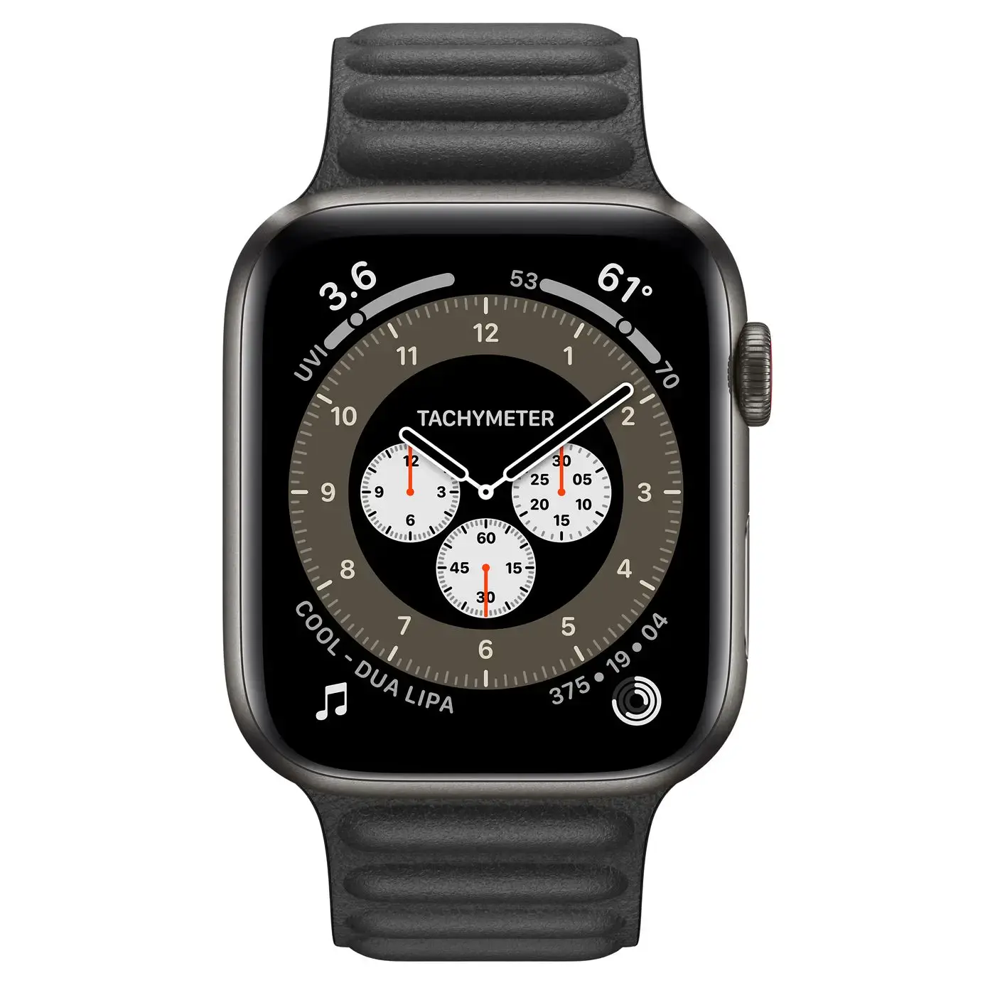 Apple Watch Edition Series 6 GPS + Cellular 44mm Space Black Titanium Case with S/M Black Leather Link + M/L Dark Gray Sport Band (MJ423+MY9M2)