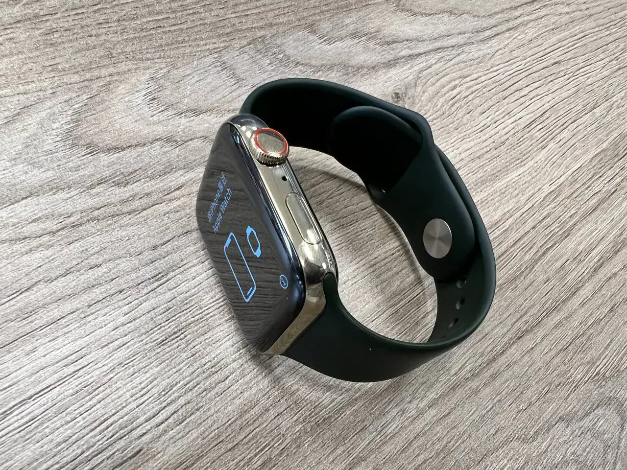 USED Apple Watch Series 6 GPS + Cellular 44mm Gold Stainless Steel Case з Cyprus Green Sport Band (M07N3, M09F3), (Стан - 10/10 Комплект - повний | гарантія - 1 міс.)