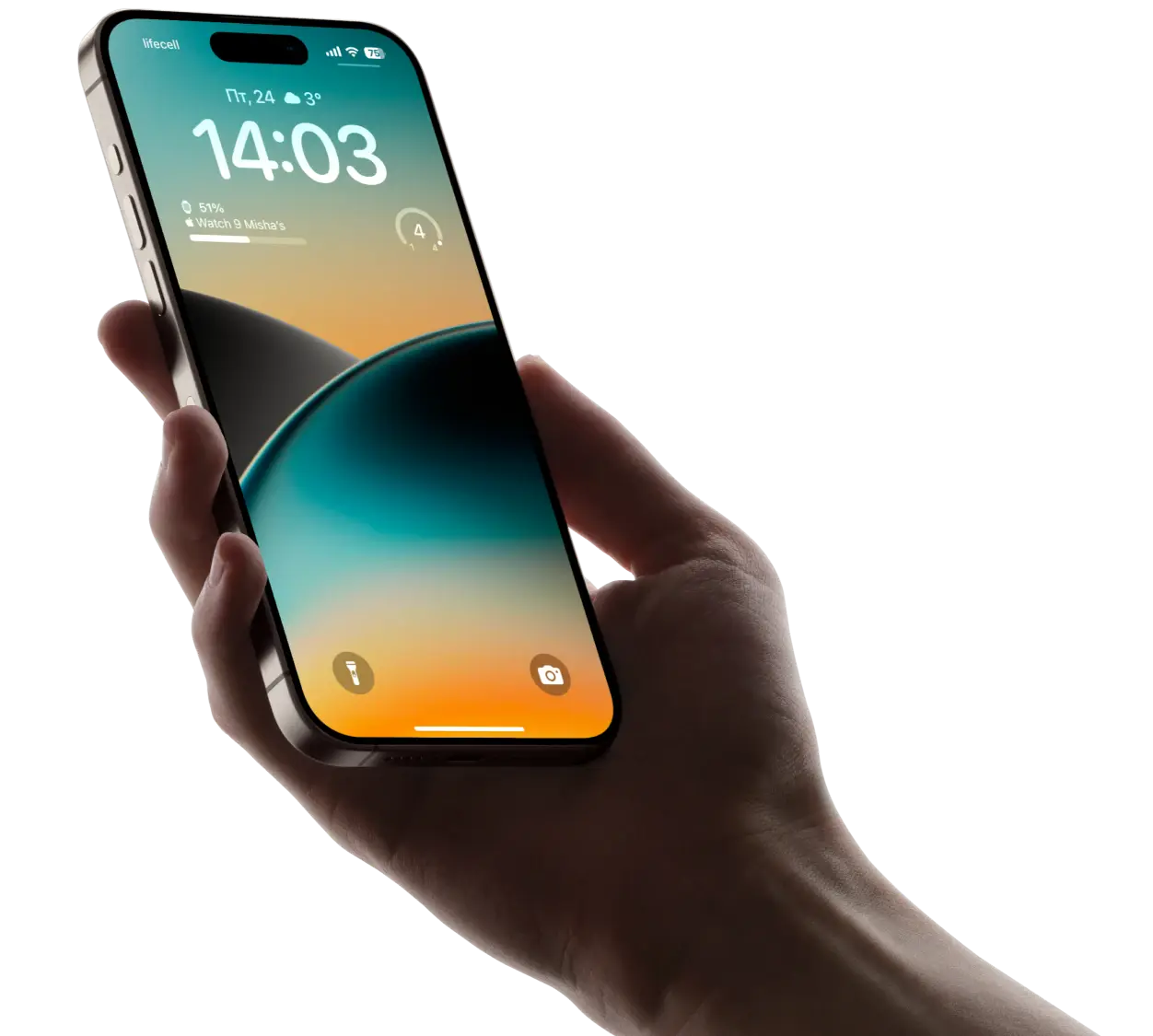 Hand with phone right