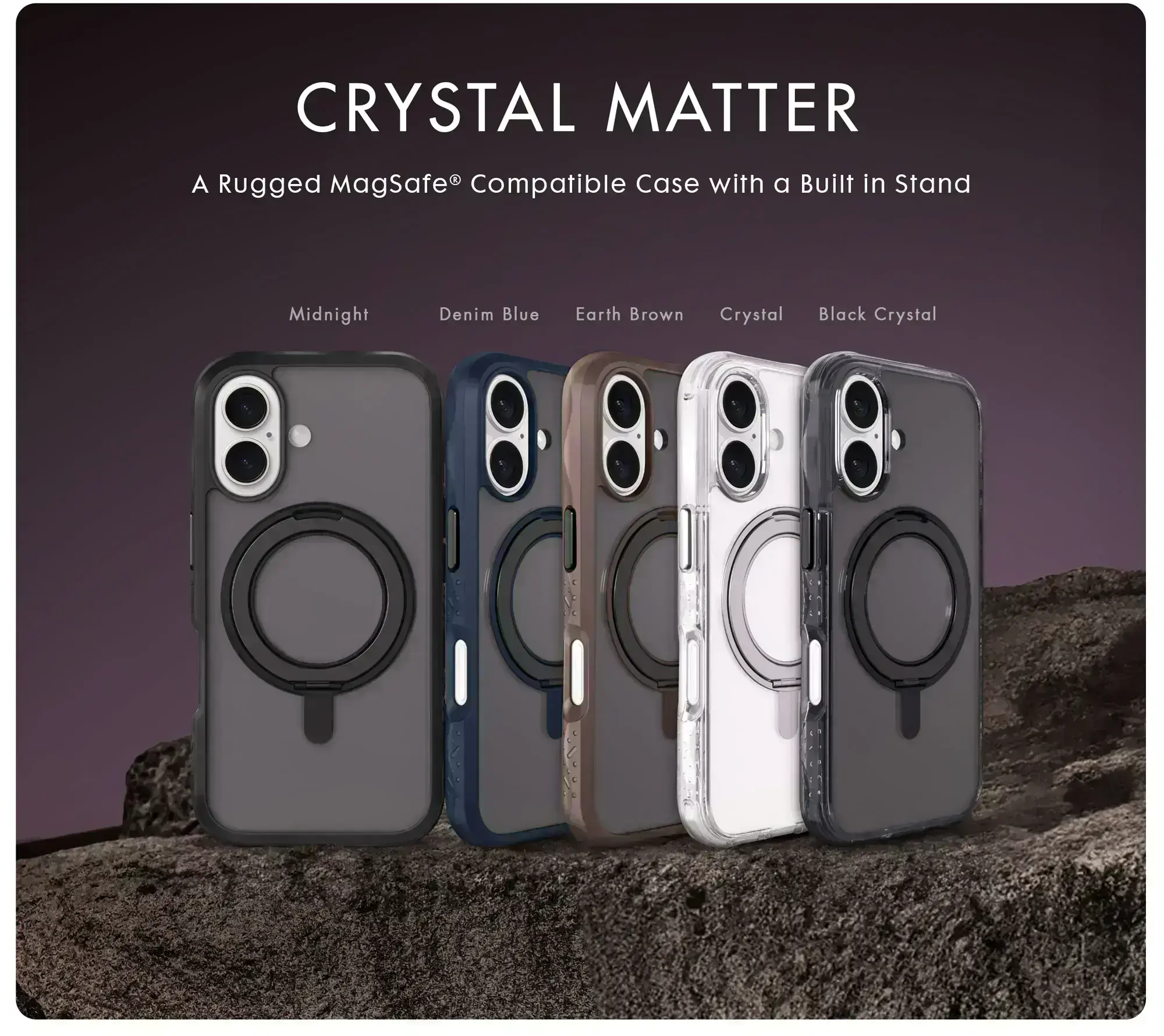 Чохол CRYSTAL MATTER для iPhone 16 з динамічним кільцем MAGSPIN