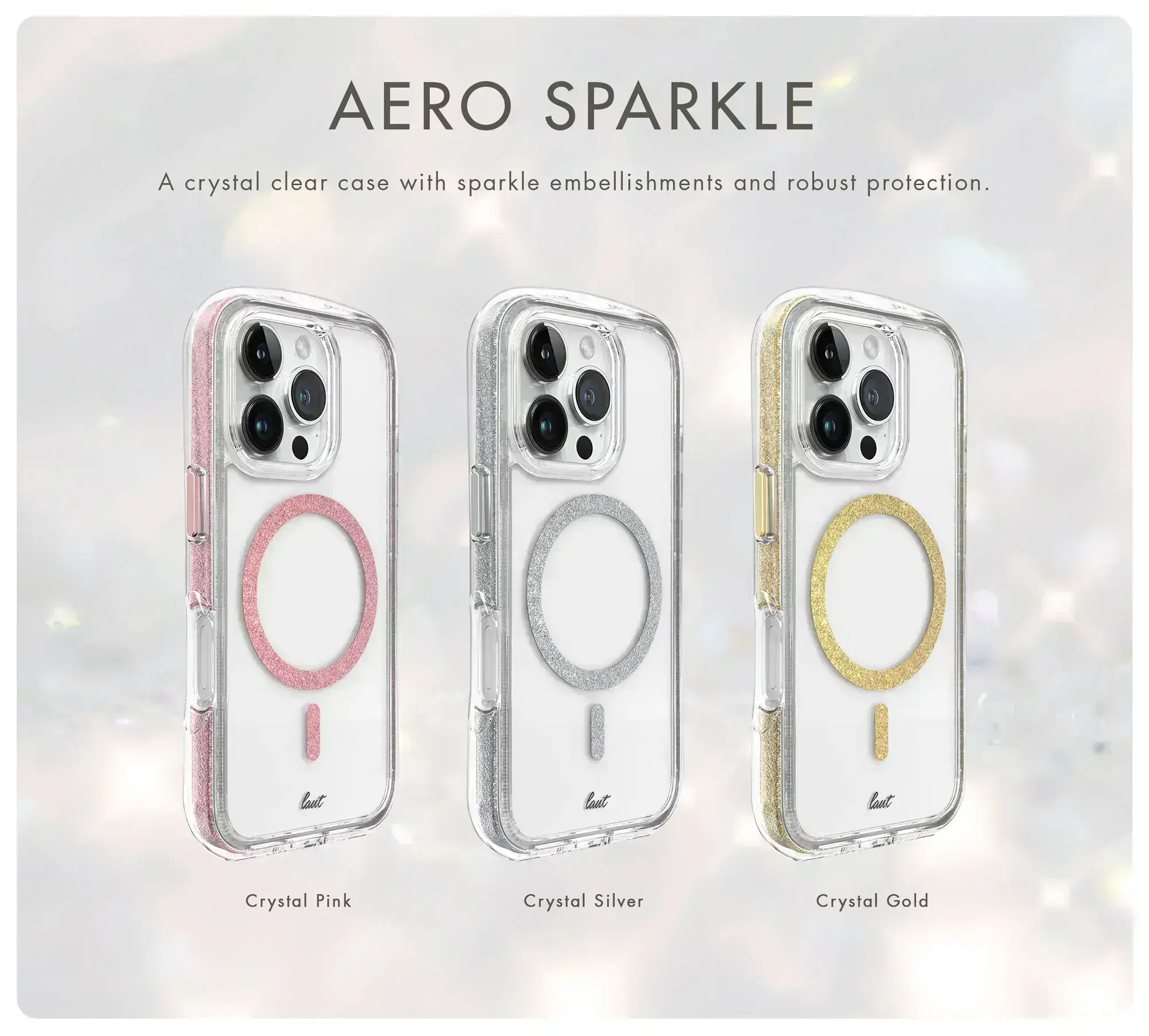 Чехол LAUT AERO SPARKLE для iPhone 16 с блестящим дизайном