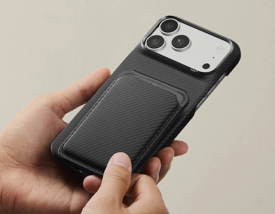 Магнітний гаманець-підставка Pitaka Magnetic Stand Woven Wallet - 600D Black/Grey [Twill]