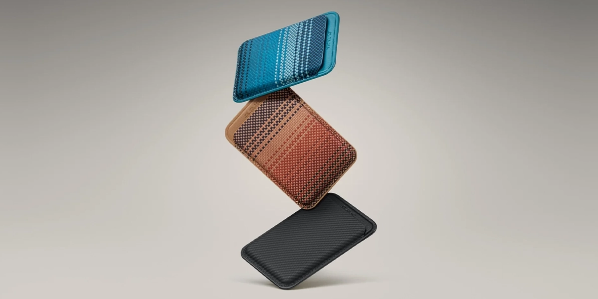 Гаманець Pitaka Magnetic Woven Wallet з MagSafe у чорному кольорі