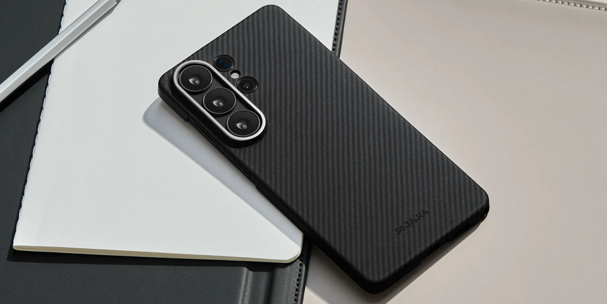 Чехол Pitaka Edge Ultra-Slim Case with Aaron Button for Samsung Galaxy S26 Ultra - 600D Black/Grey [Twill] (KS2601U)