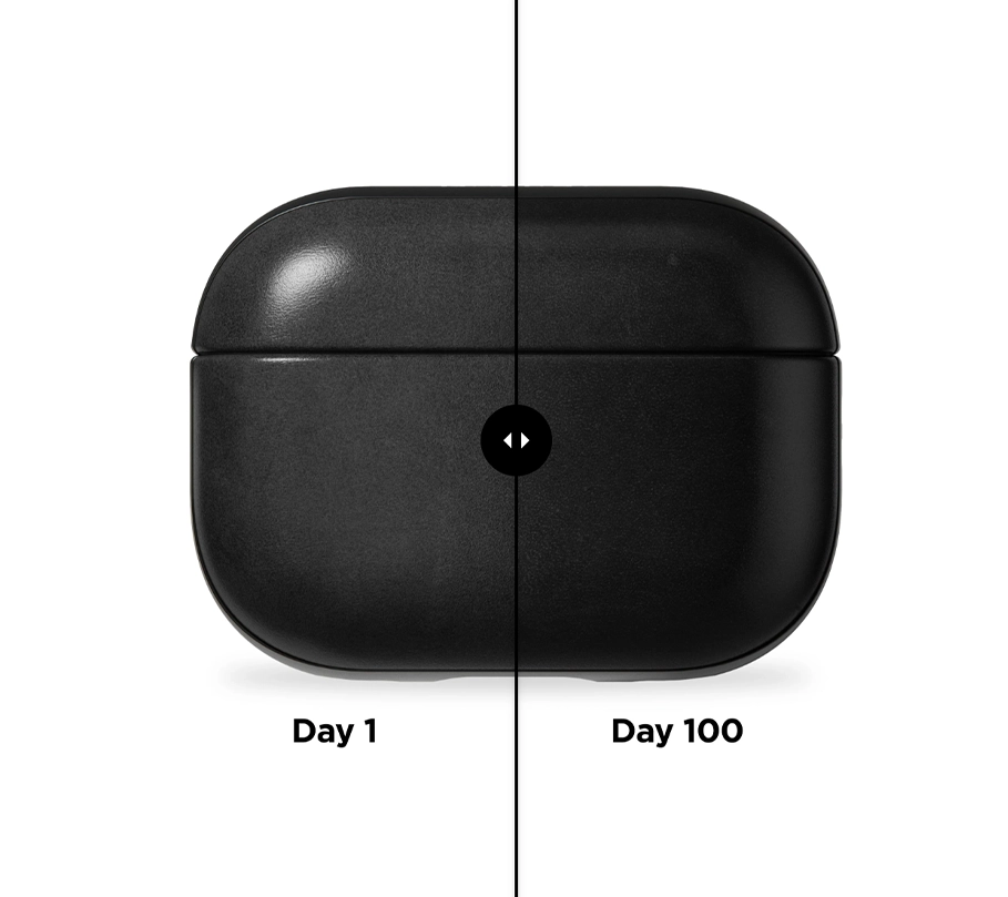 AirPods Pro в чехле Nomad Modern Leather Case из кожи Horween, вид спереди