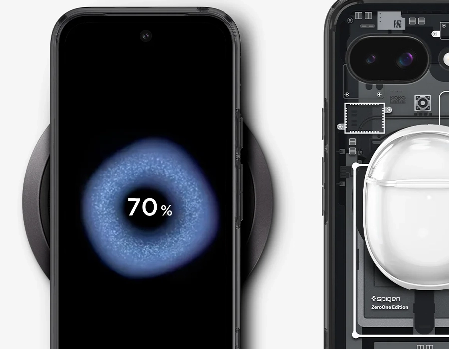 Spigen Ultra Hybrid Zero One під час бездротової зарядки