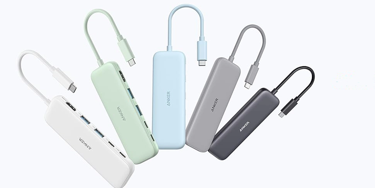 Концентратор Anker 332 USB-C Hub 5-in-1 — демонстрация нескольких цветов