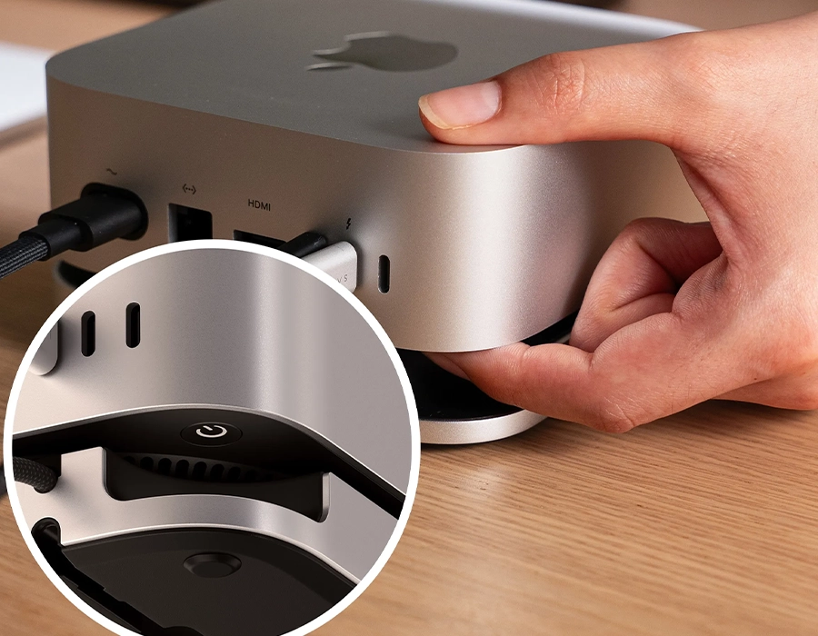Підставка Satechi Mac Mini M4 із видимим отвором для кнопки живлення на задній панелі