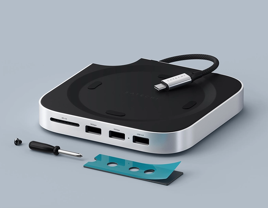 Термопрокладка в підставці Satechi Mac Mini M4 для ефективного охолодження SSD