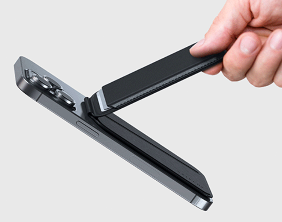 Гаманець для карток з підставкою для телефона Satechi Vegan-Leather Magnetic Wallet Stand with MagSafe - Black (ST-VLWK)