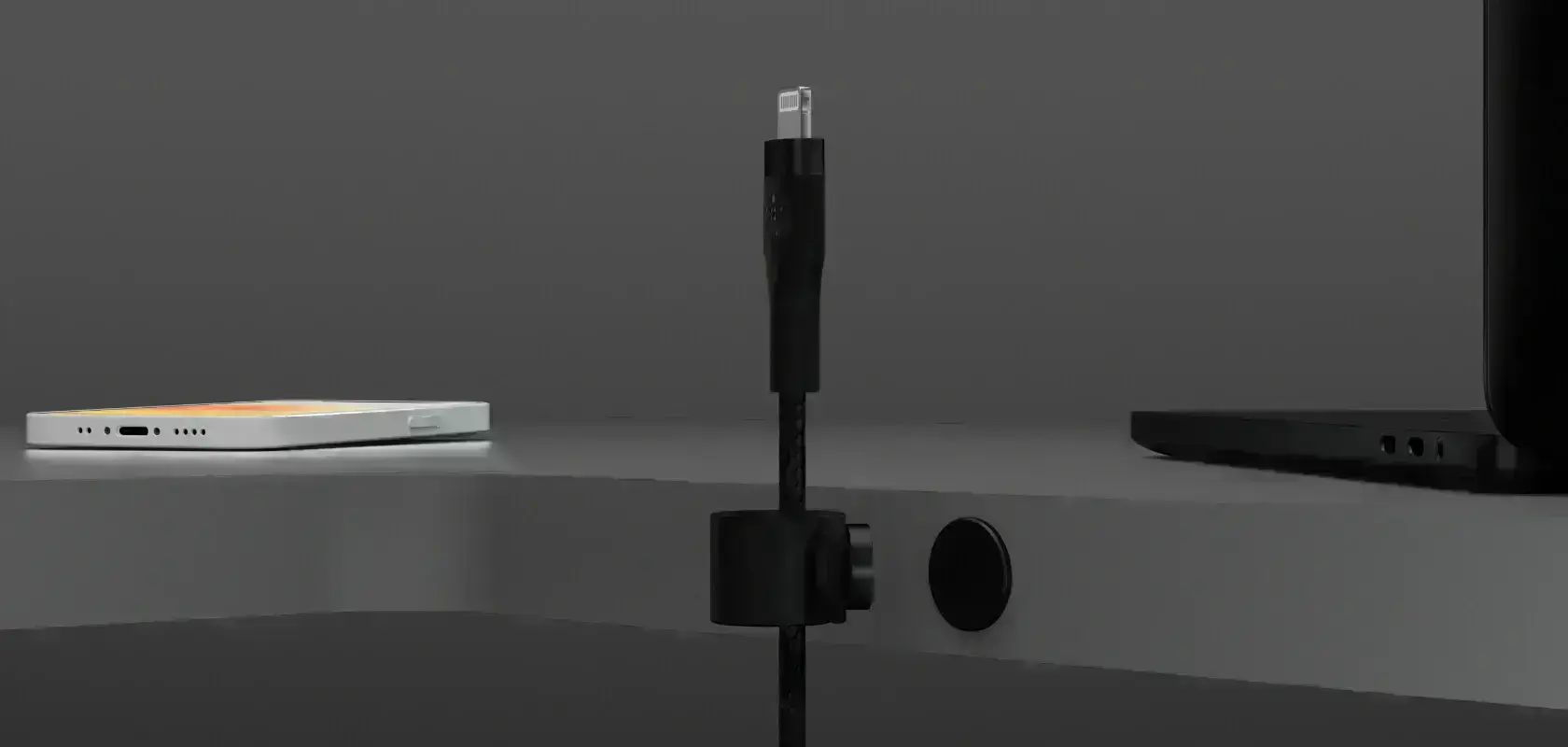 Кабель с ремешком на магните Belkin BoostCharge Pro Flex USB-A Cable with Lightning Connector 1m White (CAA010bt1MWH)