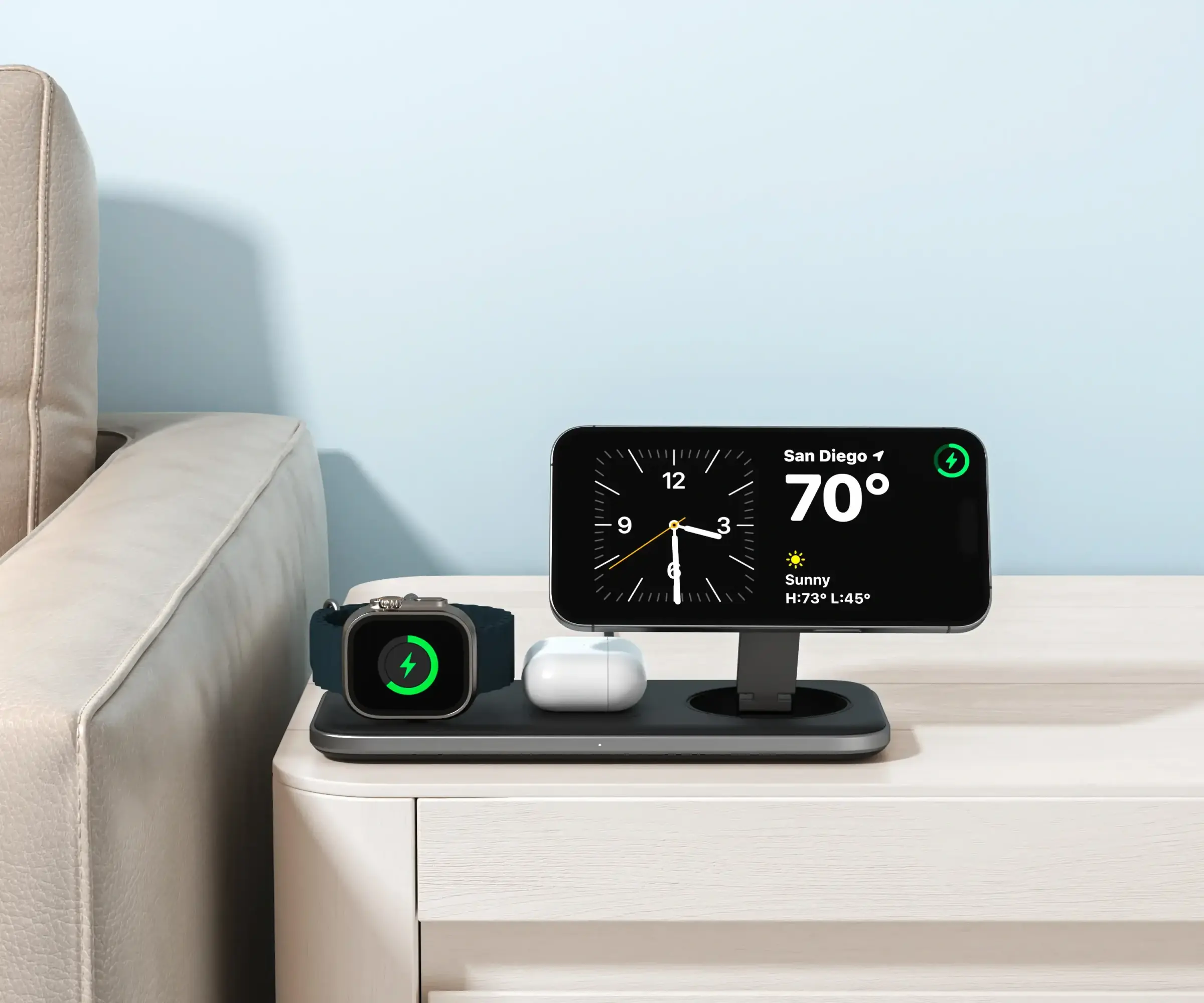 Зарядний пристрій Satechi Qi2 для iPhone, AirPods та Apple Watch