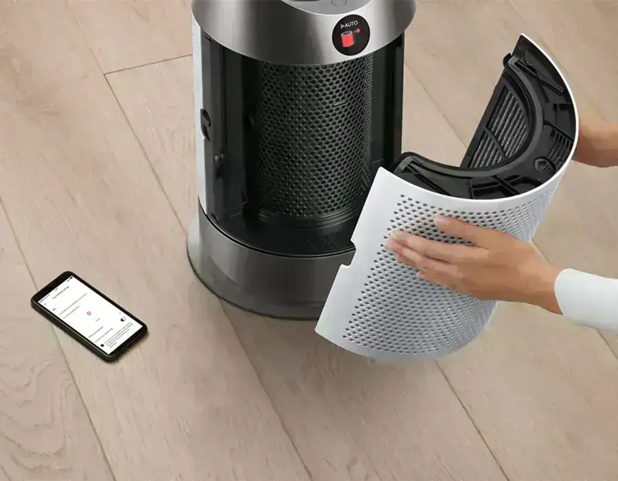 Замена фильтров в Dyson HP1 через уведомление на дисплее