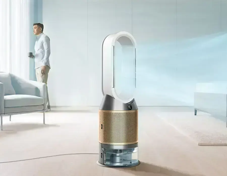 Dyson PH2 рівномірно розподіляє очищене та зволожене повітря по кімнаті