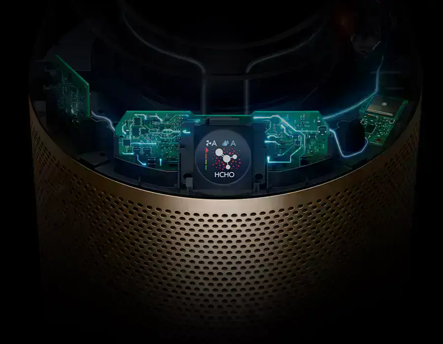 Dyson PH2 с встроенными датчиками, которые контролируют качество воздуха и отображают данные в приложении