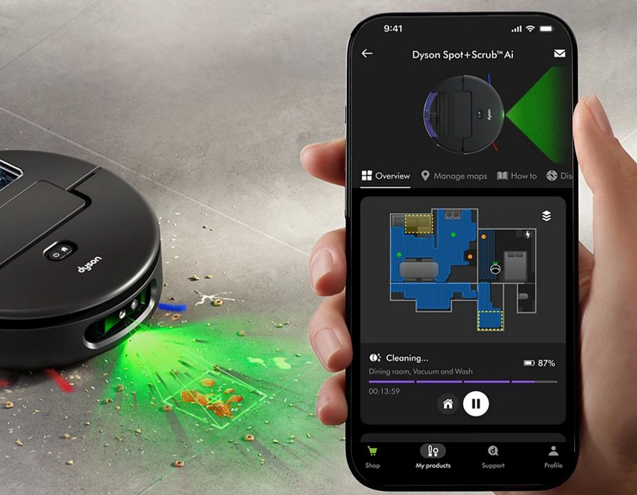 Робот-пилосос для вологого і сухого прибирання Dyson Spot+Scrub Ai (586183-01)