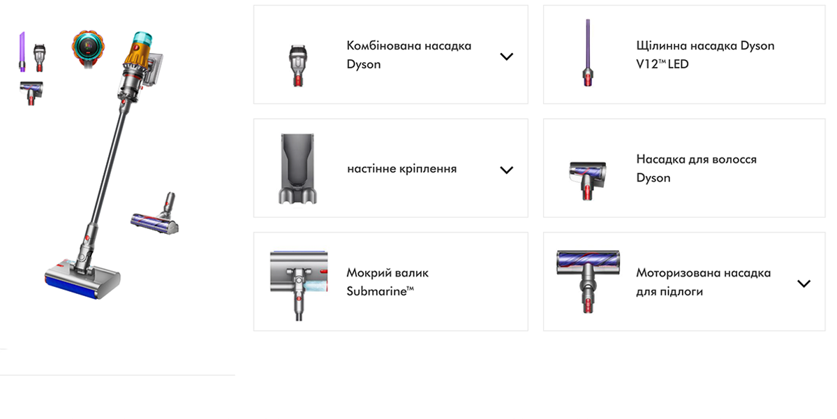 Бездротовий пилосос з насадкою для вологого прибирання Dyson V12s Detect Slim Submarine (485350-01)