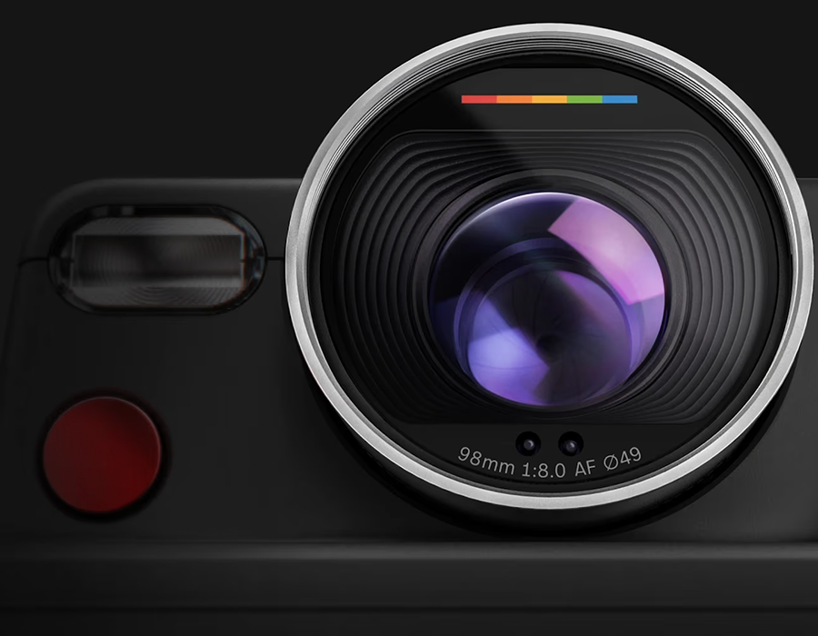 Polaroid I-2 камера збоку з видимим регулятором діафрагми