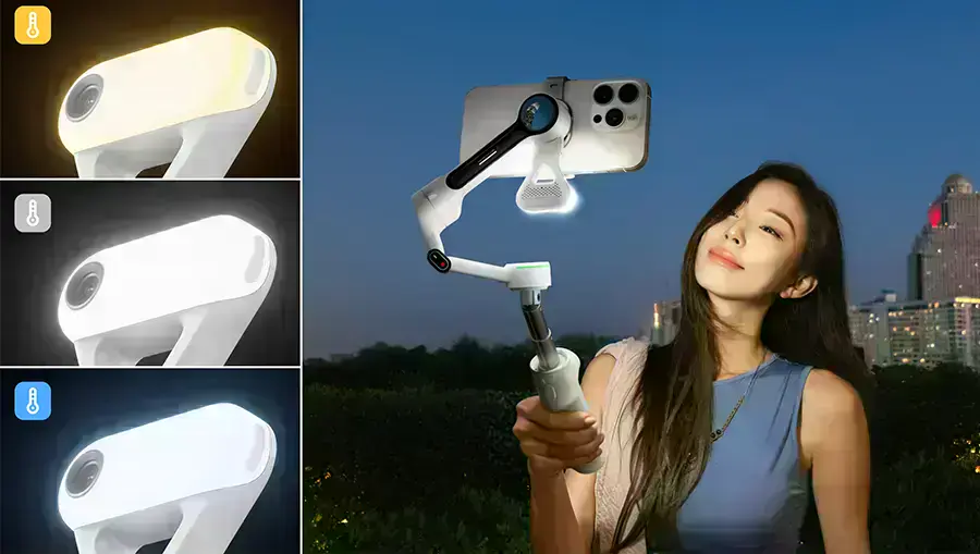 Insta360 Flow 2 Pro - вбудований прожектор для зйомки вночі