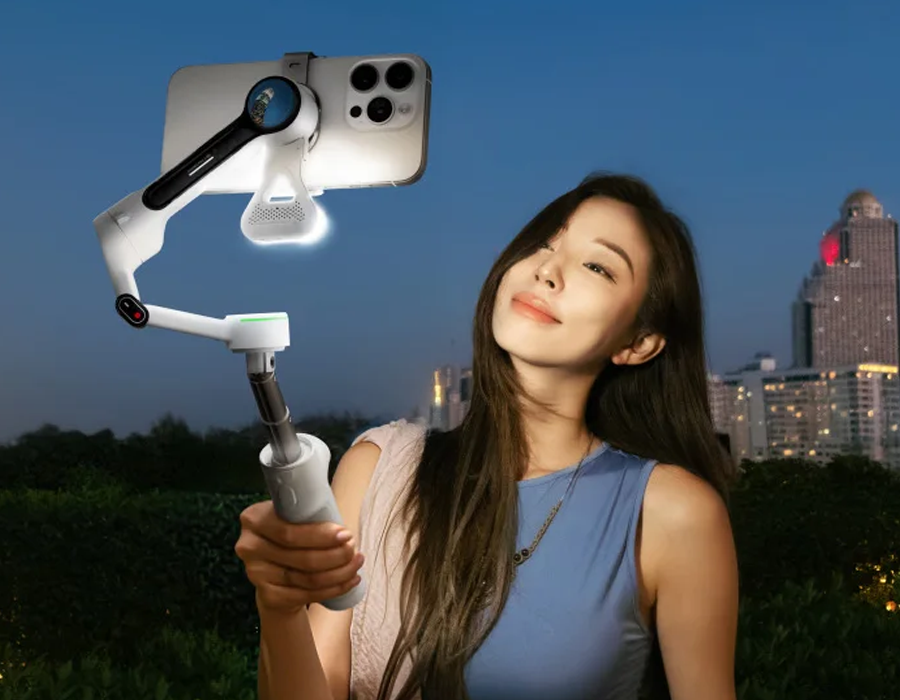 Вбудоване регульоване підсвічування в Insta360 Flow 2 для нічної зйомки