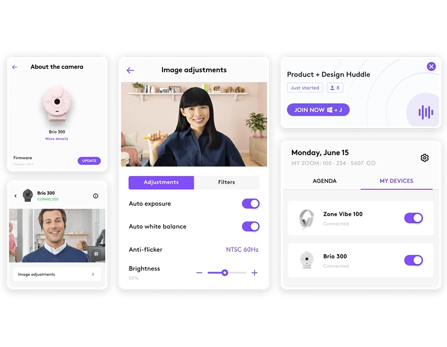 Brio 300 сумісна з Microsoft Teams, Zoom і Google Meet