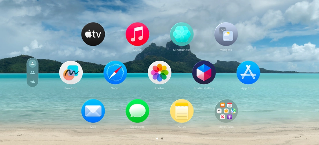 Apple Vision Pro M5 демонстрація екрану з іконками та додатками