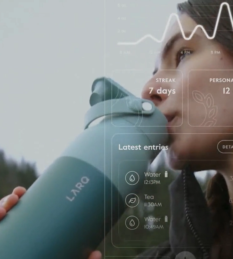 Розумна пляшка для води з функцією очищення LARQ Bottle PureVis 2 - 34 oz/1000ml with Essential Bottle Filter - Obsidian Black