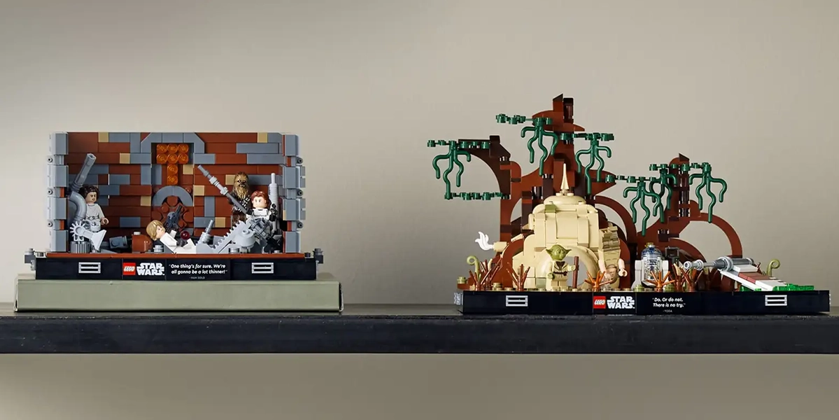 LEGO Star Wars 75330: Диорама тренировки джедаев на Дагобе с хижиной Йоды и крылом X-wing