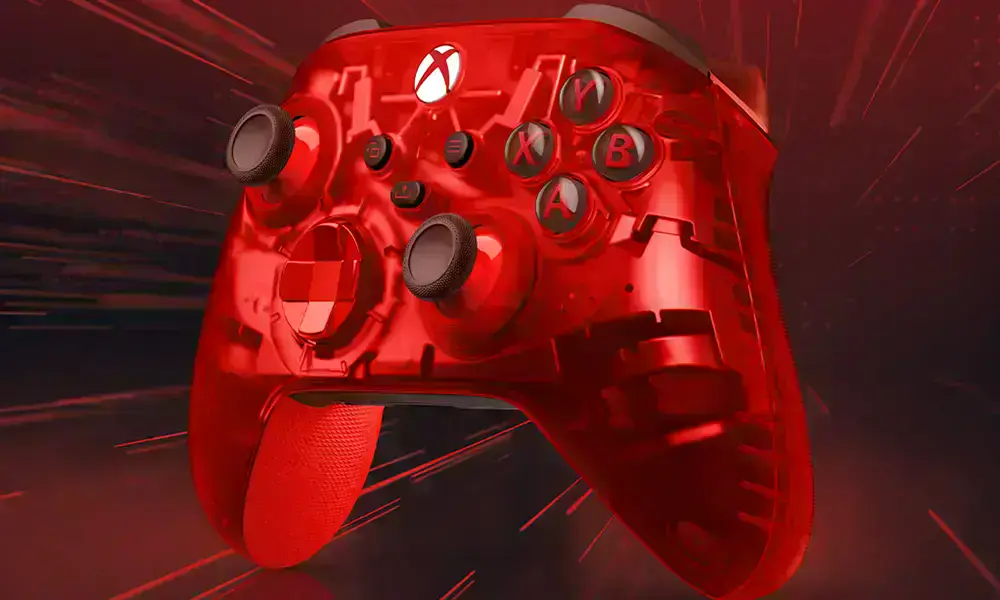 Беспроводной контроллер Xbox Pulse Cipher Special Edition с прозрачным красным дизайном и металлическими элементами