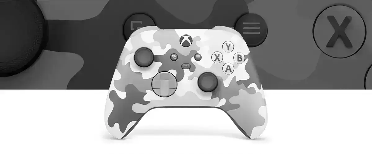 Бездротовий геймпад Xbox Arctic Camo Special Edition з біло-сірим камуфляжним дизайном