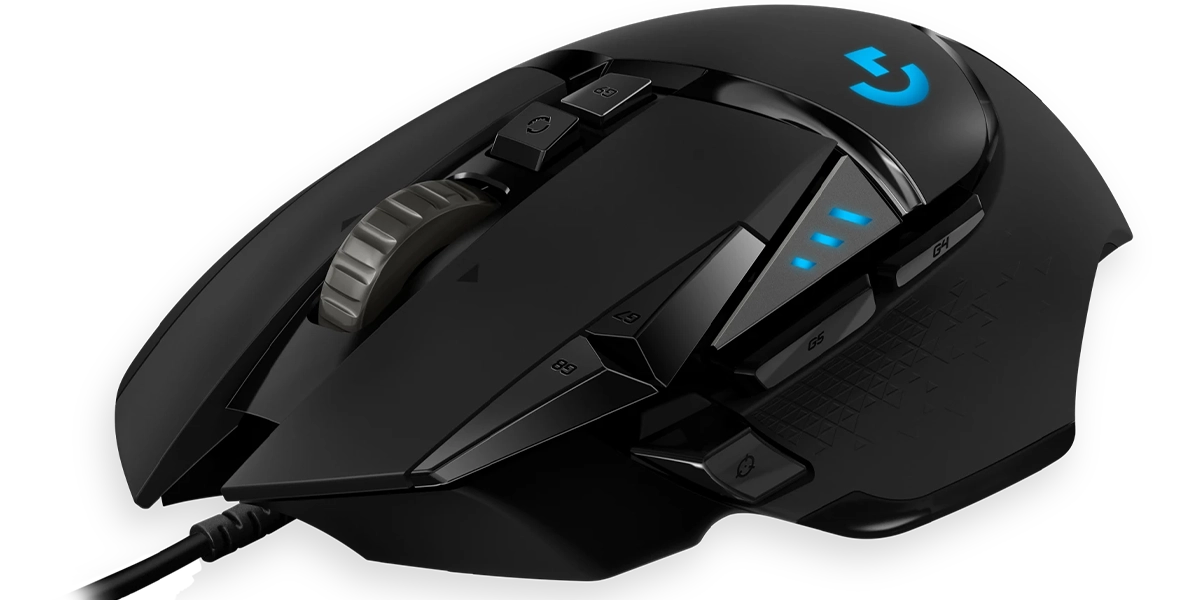 Загальний вигляд миші Logitech G502 HERO згори під кутом