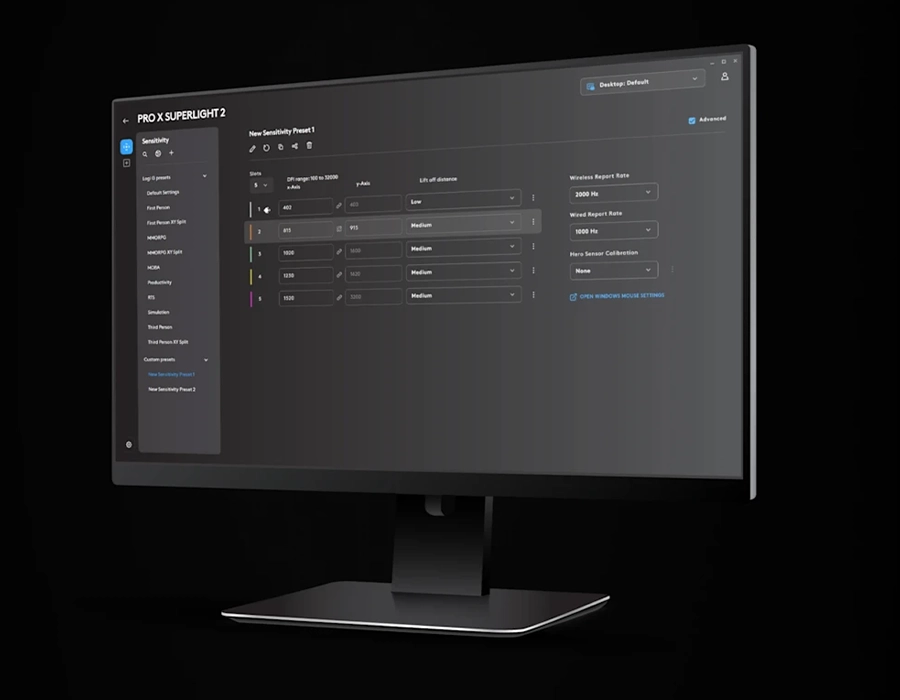 В Logitech Pro X Superlight 2 SE функция калибровки сенсора