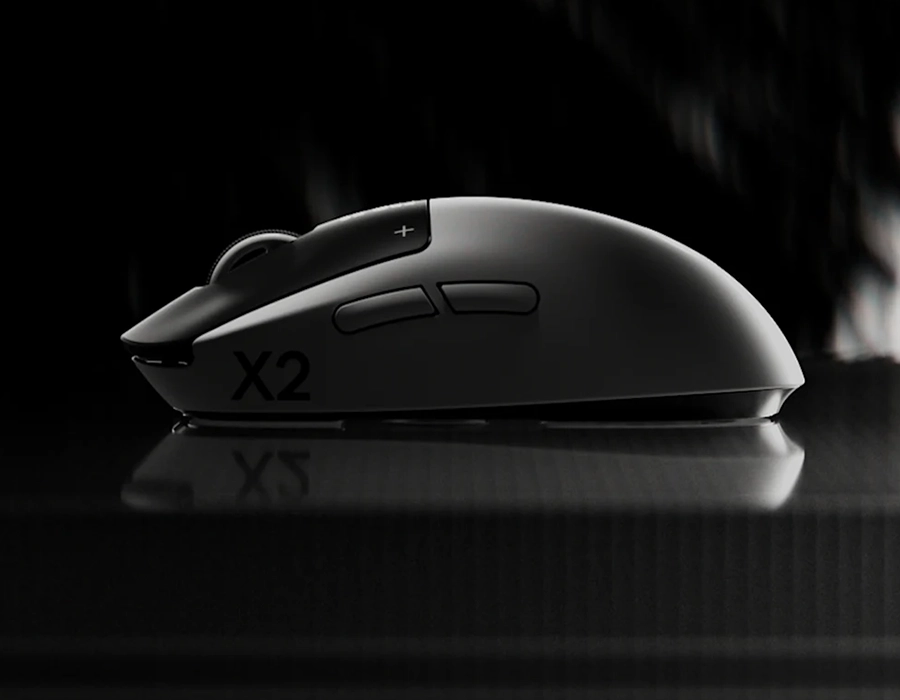 Logitech Pro X2 Superstrike — вид сверху: кнопки, колесо прокрутки и основная форма