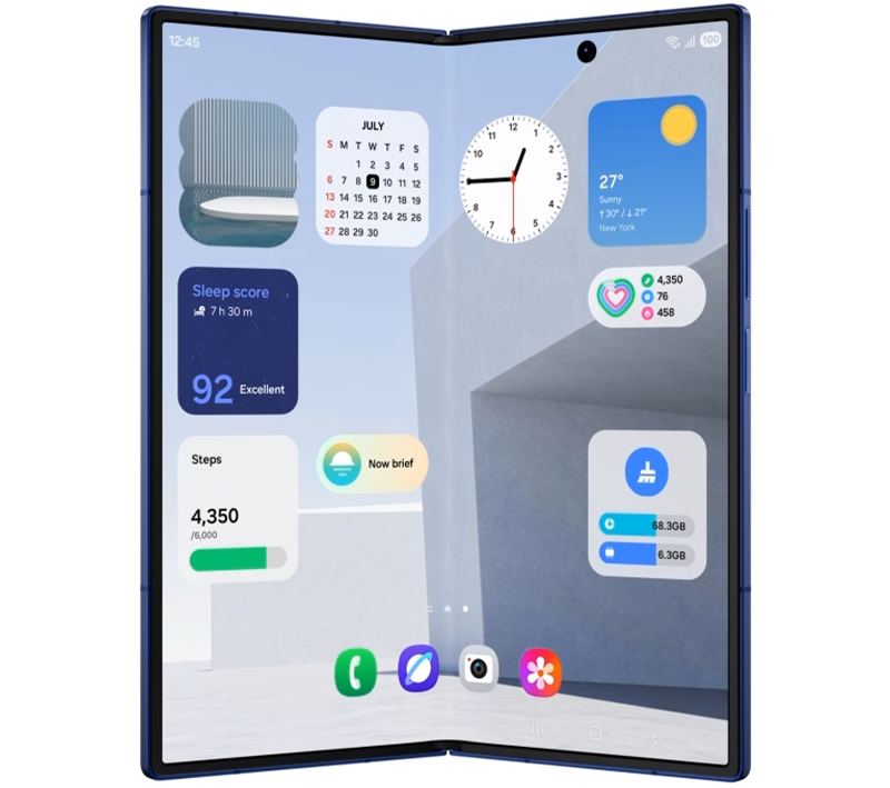 Обновлённый интерфейс One UI 8 на Galaxy Fold7 с виджетами и обоями