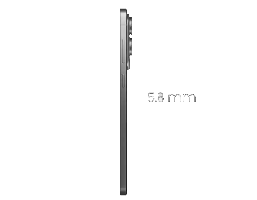 Бічний профіль ультратонкого корпусу Samsung Galaxy S25 Edge з товщиною 5.8 мм