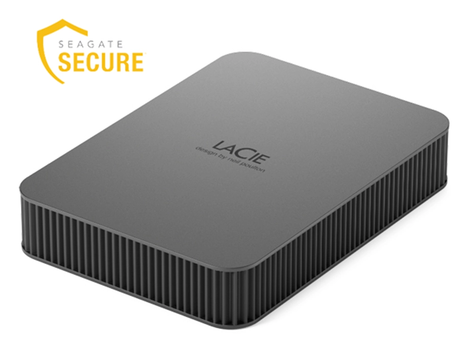 LaCie Mobile Drive Secure крупным планом в минималистичном дизайне
